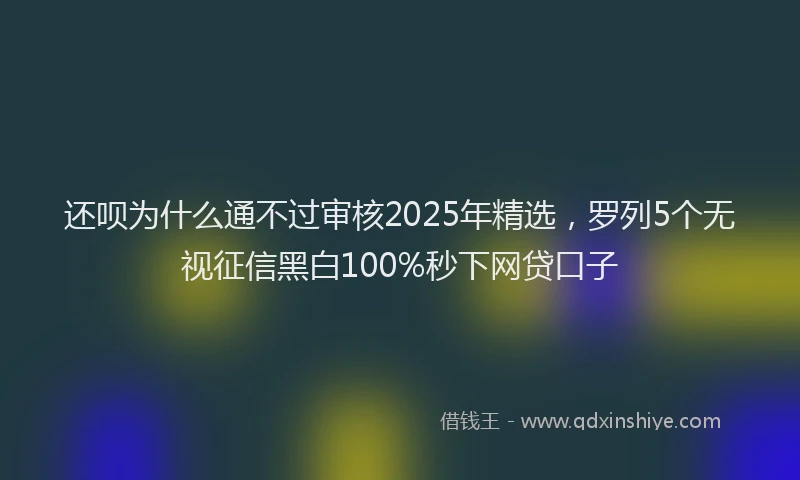 还呗为什么通不过审核2025年精选，罗列5个无视征信黑白100%秒下网贷口子