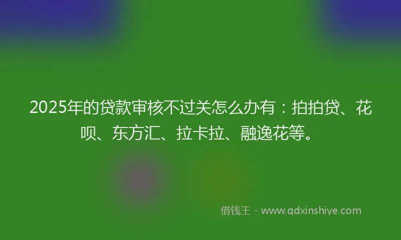 2025年的贷款审核不过关怎么办有：拍拍贷、花呗、东方汇、拉卡拉、融逸花等。