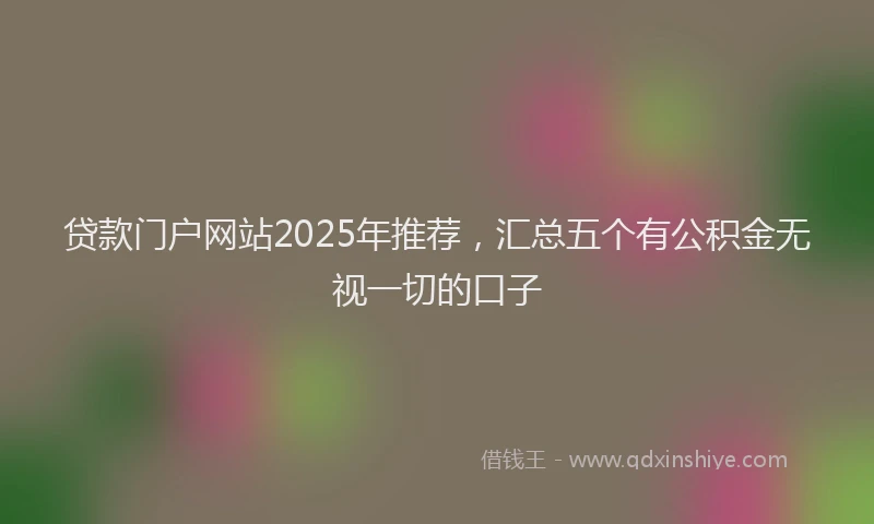贷款门户网站2025年推荐，汇总五个有公积金无视一切的口子