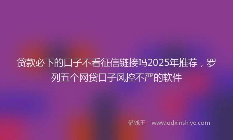贷款必下的口子不看征信链接吗2025年推荐，罗列五个网贷口子风控不严的软件