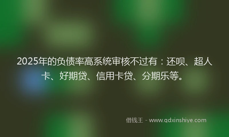 2025年的负债率高系统审核不过有：还呗、超人卡、好期贷、信用卡贷、分期乐等。