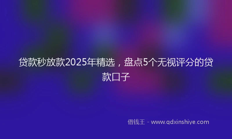 贷款秒放款2025年精选，盘点5个无视评分的贷款口子