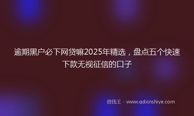逾期黑户必下网贷嘛2025年精选，盘点五个快速下款无视征信的口子