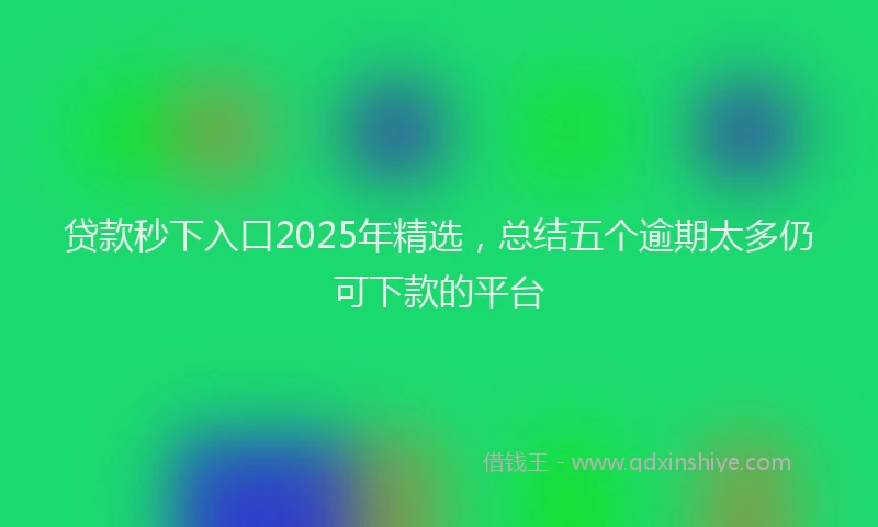 贷款秒下入口2025年精选，总结五个逾期太多仍可下款的平台