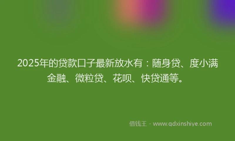2025年的贷款口子最新放水有：随身贷、度小满金融、微粒贷、花呗、快贷通等。