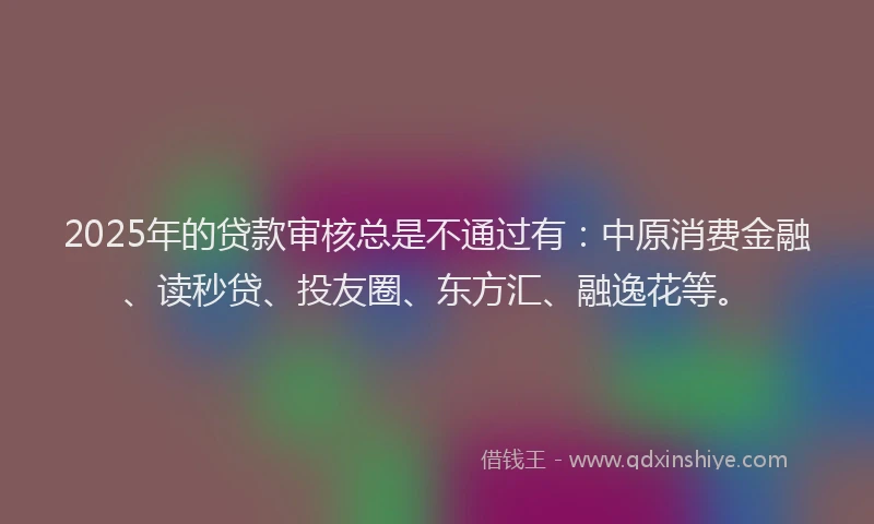 2025年的贷款审核总是不通过有：中原消费金融、读秒贷、投友圈、东方汇、融逸花等。