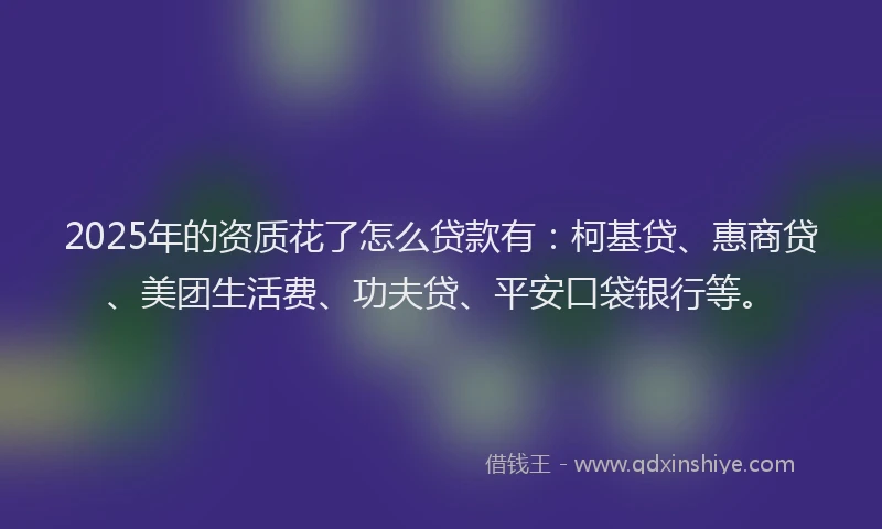 2025年的资质花了怎么贷款有：柯基贷、惠商贷、美团生活费、功夫贷、平安口袋银行等。