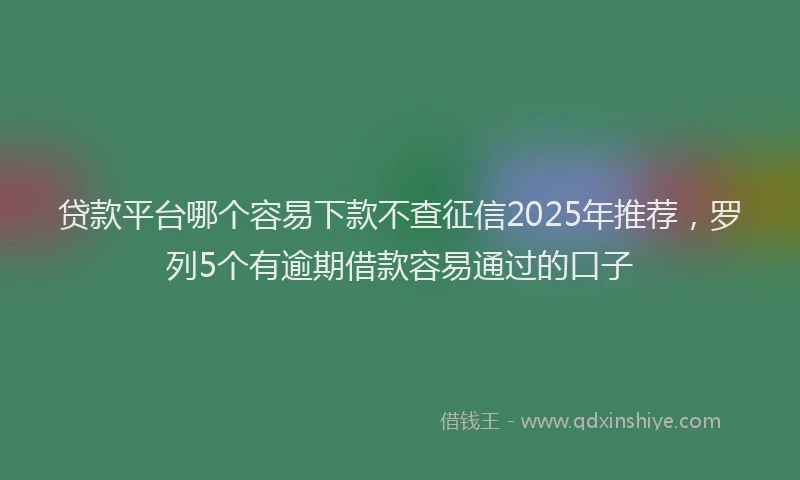 贷款平台哪个容易下款不查征信2025年推荐，罗列5个有逾期借款容易通过的口子