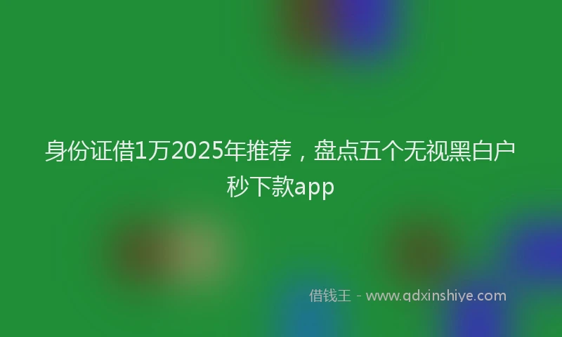 身份证借1万2025年推荐，盘点五个无视黑白户秒下款app