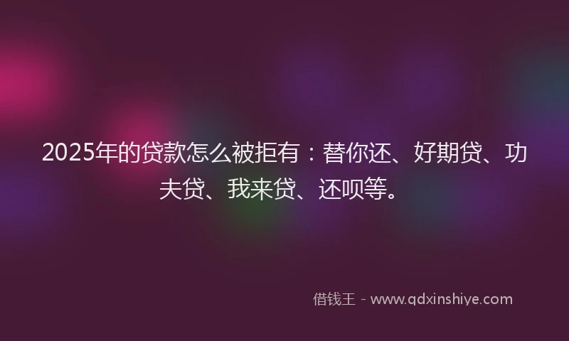 2025年的贷款怎么被拒有：替你还、好期贷、功夫贷、我来贷、还呗等。