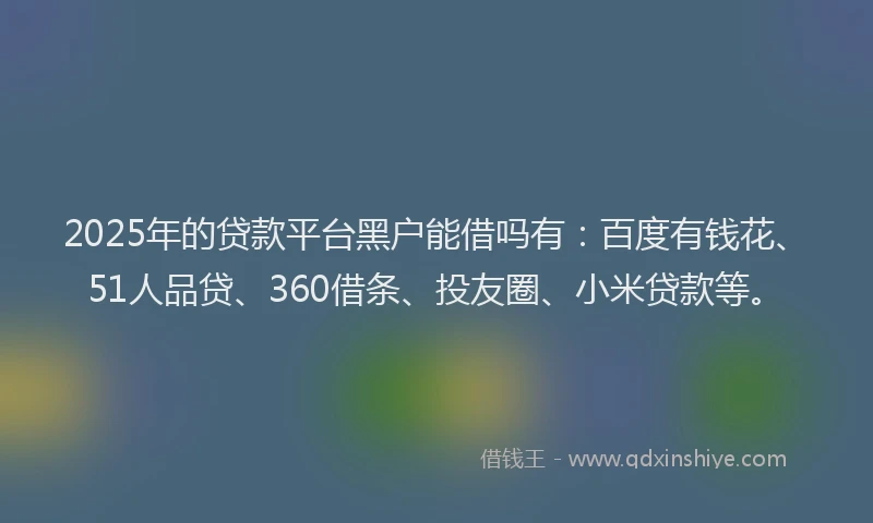 2025年的贷款平台黑户能借吗有：百度有钱花、51人品贷、360借条、投友圈、小米贷款等。