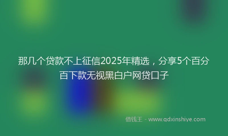 那几个贷款不上征信2025年精选，分享5个百分百下款无视黑白户网贷口子