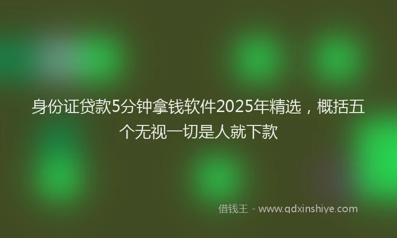 身份证贷款5分钟拿钱软件2025年精选，概括五个无视一切是人就下款