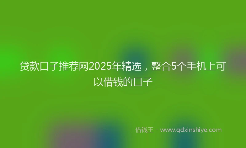 贷款口子推荐网2025年精选，整合5个手机上可以借钱的口子
