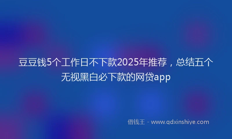 豆豆钱5个工作日不下款2025年推荐，总结五个无视黑白必下款的网贷app