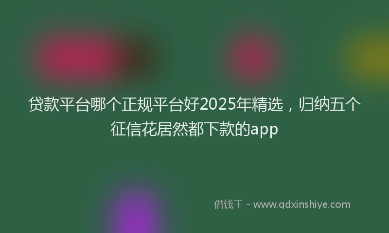 贷款平台哪个正规平台好2025年精选，归纳五个征信花居然都下款的app