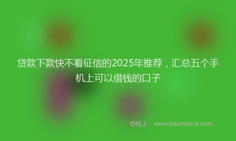 贷款下款快不看征信的2025年推荐，汇总五个手机上可以借钱的口子