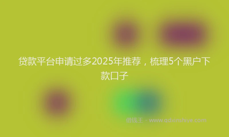 贷款平台申请过多2025年推荐，梳理5个黑户下款口子