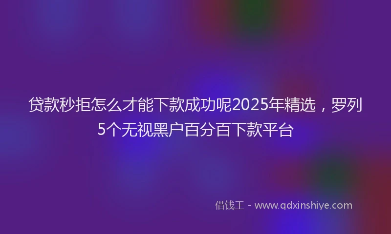 贷款秒拒怎么才能下款成功呢2025年精选，罗列5个无视黑户百分百下款平台