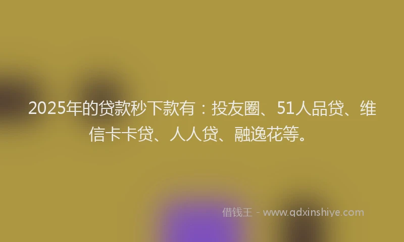 2025年的贷款秒下款有：投友圈、51人品贷、维信卡卡贷、人人贷、融逸花等。