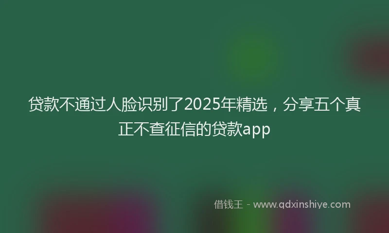 贷款不通过人脸识别了2025年精选，分享五个真正不查征信的贷款app