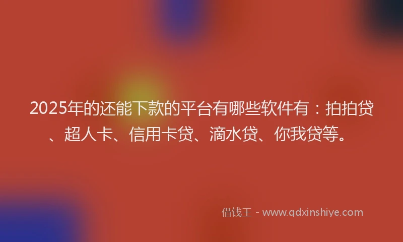 2025年的还能下款的平台有哪些软件有：拍拍贷、超人卡、信用卡贷、滴水贷、你我贷等。