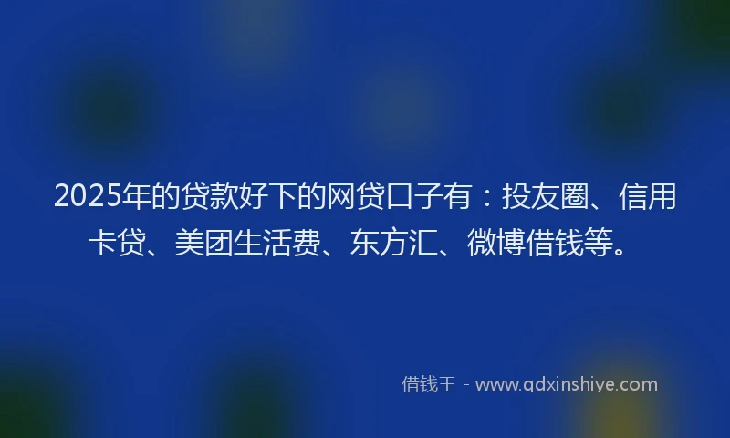 2025年的贷款好下的网贷口子有：投友圈、信用卡贷、美团生活费、东方汇、微博借钱等。