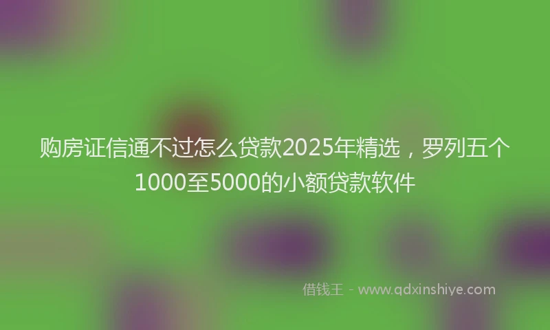 购房证信通不过怎么贷款2025年精选，罗列五个1000至5000的小额贷款软件