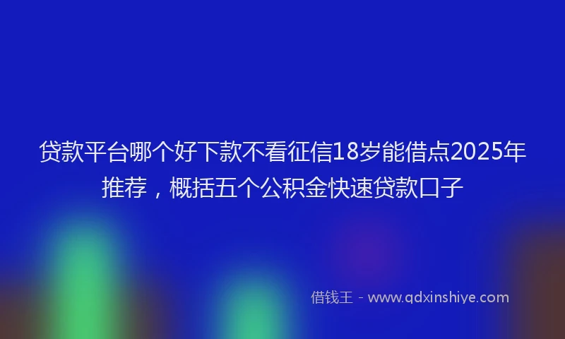 贷款平台哪个好下款不看征信18岁能借点2025年推荐，概括五个公积金快速贷款口子