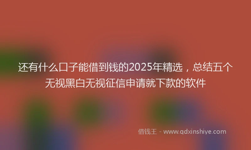 还有什么口子能借到钱的2025年精选，总结五个无视黑白无视征信申请就下款的软件
