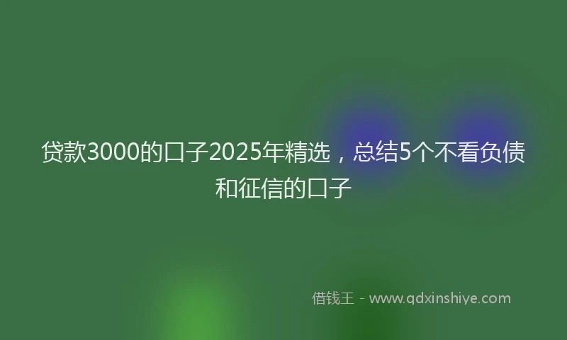 贷款3000的口子2025年精选，总结5个不看负债和征信的口子