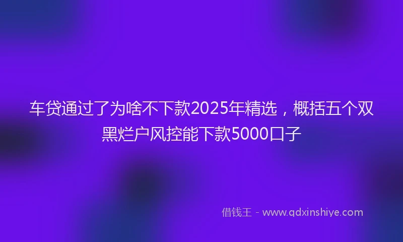 车贷通过了为啥不下款2025年精选，概括五个双黑烂户风控能下款5000口子