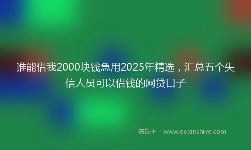 谁能借我2000块钱急用2025年精选，汇总五个失信人员可以借钱的网贷口子