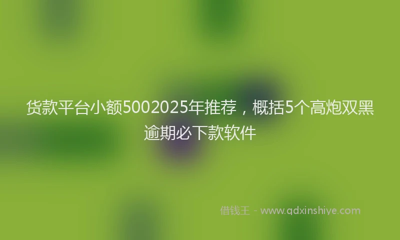 货款平台小额5002025年推荐，概括5个高炮双黑逾期必下款软件