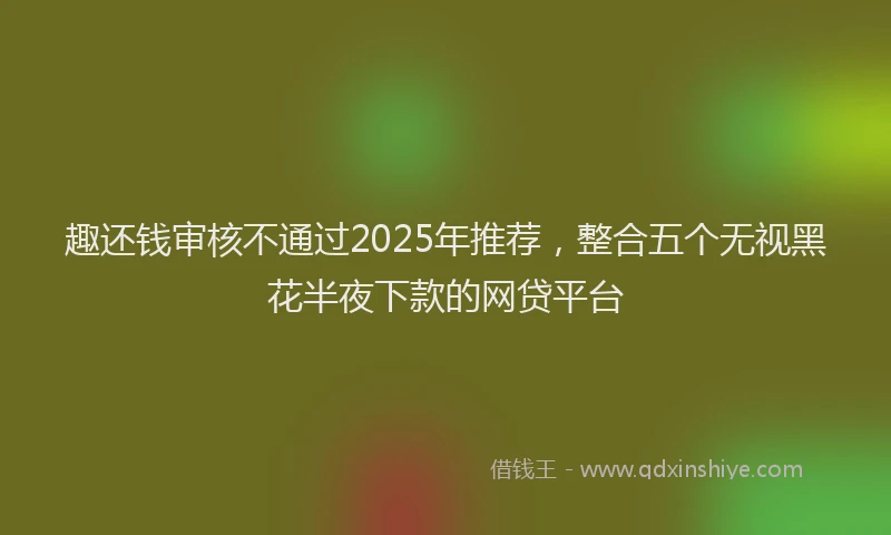趣还钱审核不通过2025年推荐，整合五个无视黑花半夜下款的网贷平台