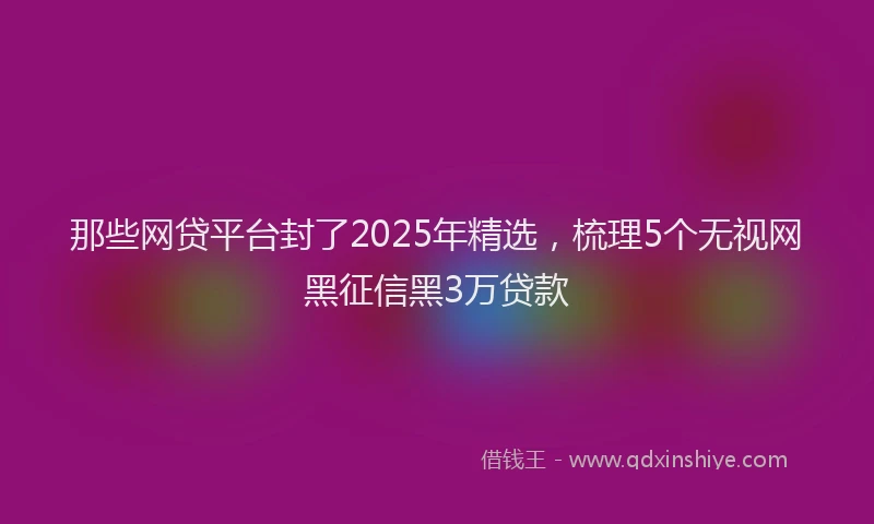 那些网贷平台封了2025年精选，梳理5个无视网黑征信黑3万贷款