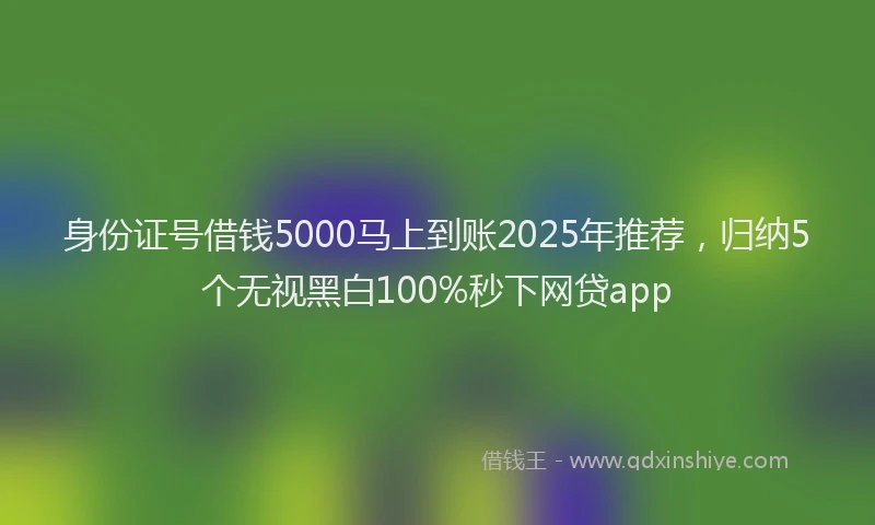 身份证号借钱5000马上到账2025年推荐，归纳5个无视黑白100%秒下网贷app