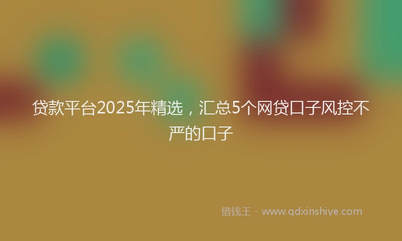 贷款平台2025年精选，汇总5个网贷口子风控不严的口子