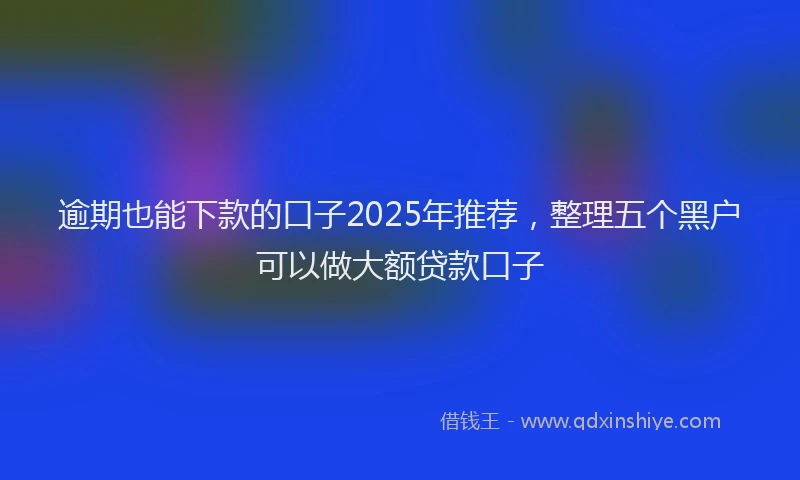 逾期也能下款的口子2025年推荐，整理五个黑户可以做大额贷款口子