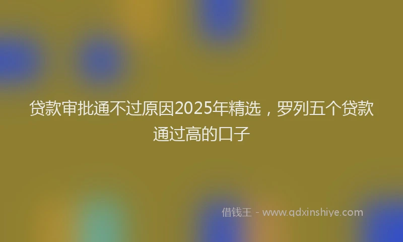 贷款审批通不过原因2025年精选，罗列五个贷款通过高的口子