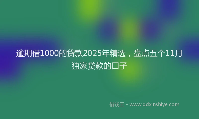 逾期借1000的贷款2025年精选，盘点五个11月独家贷款的口子