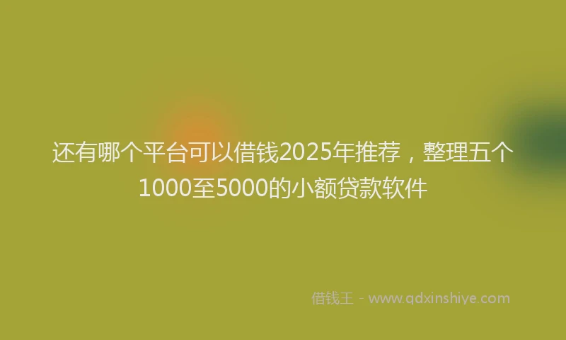 还有哪个平台可以借钱2025年推荐，整理五个1000至5000的小额贷款软件