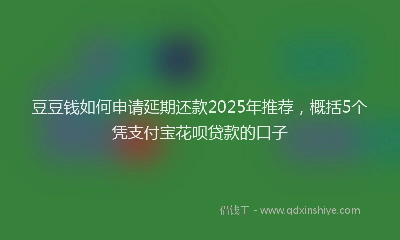 豆豆钱如何申请延期还款2025年推荐，概括5个凭支付宝花呗贷款的口子