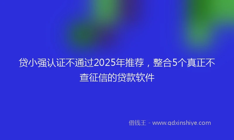 贷小强认证不通过2025年推荐，整合5个真正不查征信的贷款软件