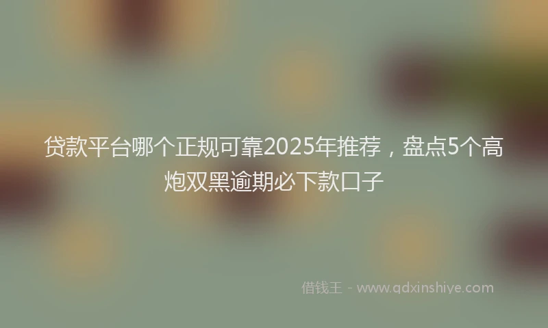 贷款平台哪个正规可靠2025年推荐，盘点5个高炮双黑逾期必下款口子