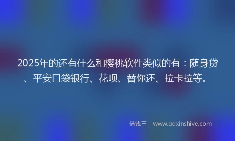 2025年的还有什么和樱桃软件类似的有：随身贷、平安口袋银行、花呗、替你还、拉卡拉等。