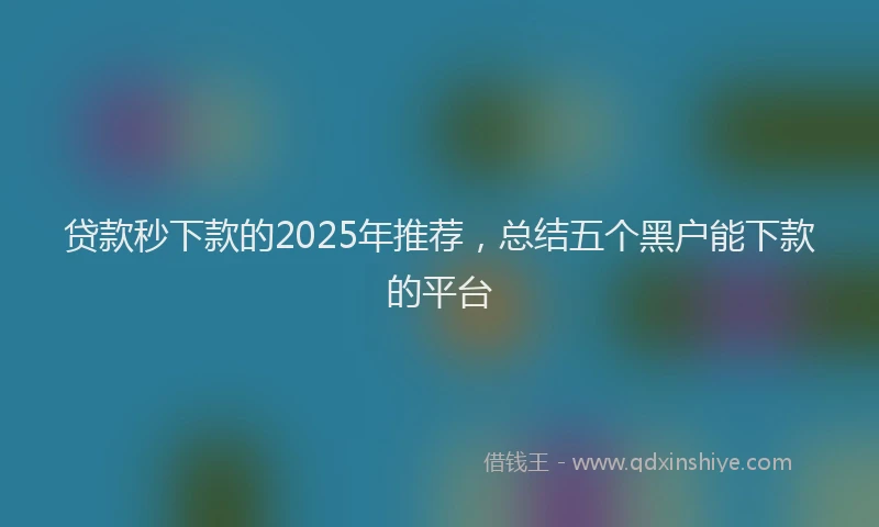 贷款秒下款的2025年推荐，总结五个黑户能下款的平台