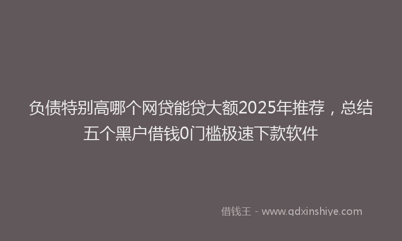 负债特别高哪个网贷能贷大额2025年推荐，总结五个黑户借钱0门槛极速下款软件