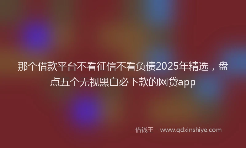 那个借款平台不看征信不看负债2025年精选，盘点五个无视黑白必下款的网贷app