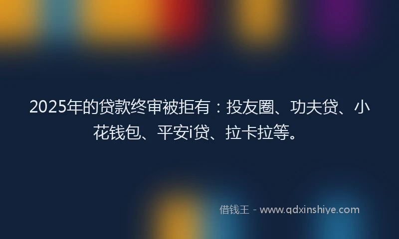 2025年的贷款终审被拒有：投友圈、功夫贷、小花钱包、平安i贷、拉卡拉等。